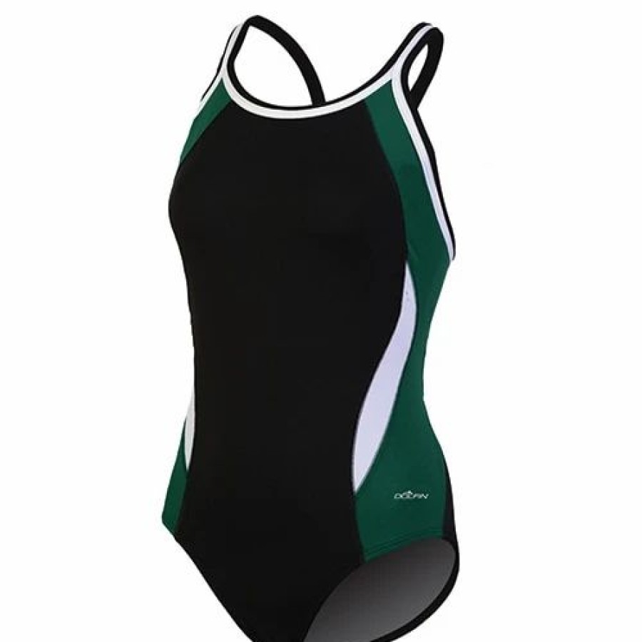 Swimsuits * | Swimsuits Womens Dolfin Color Block Dbx One Piece Swimsuit-Black/Forest