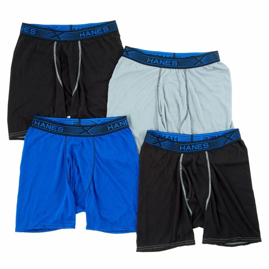 Underwear * | Underwear Mens Hanes 4Pk. X-Temp Breathable Mesh Boxer Briefs