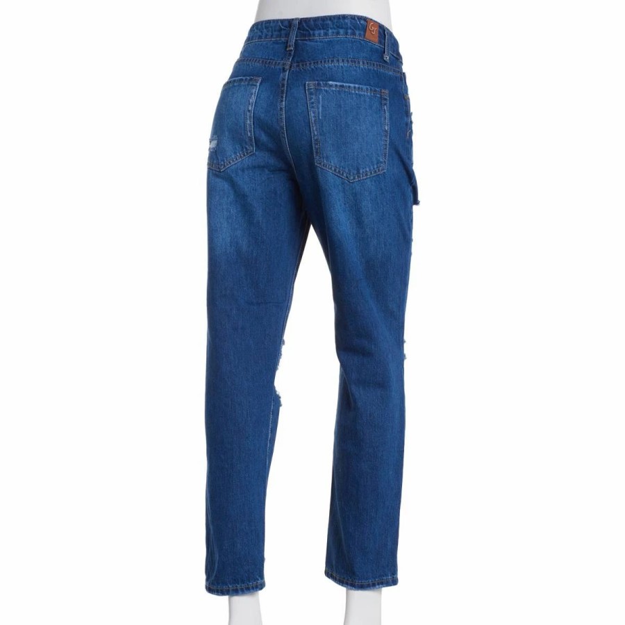 Jeans * | Juniors Gogo Jeans High Waist Mom Jeans With Deconstruction