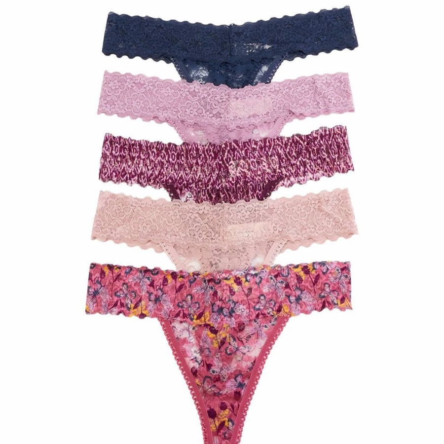 Underwear * | Underwear Womens Jessica Simpson 5Pk. Lace Thong Panties Js91016Wbv