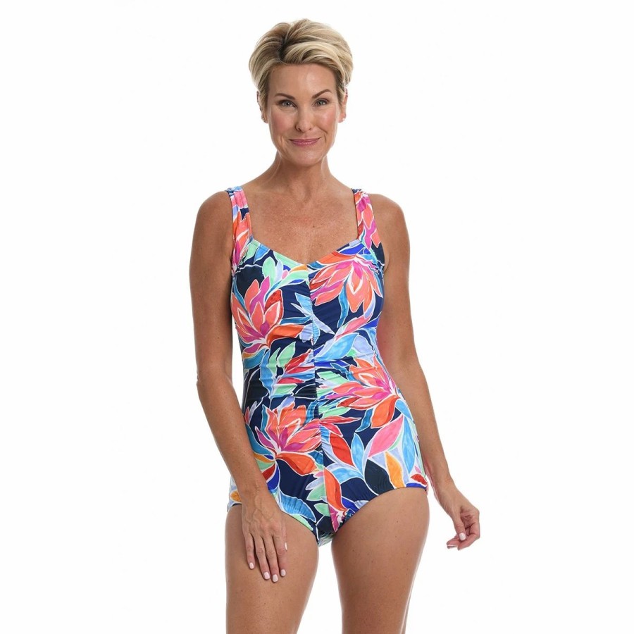 Swimsuits * | Swimsuits Womens Maxine Jungle Vines Shirred Front One Piece.Swimsuit