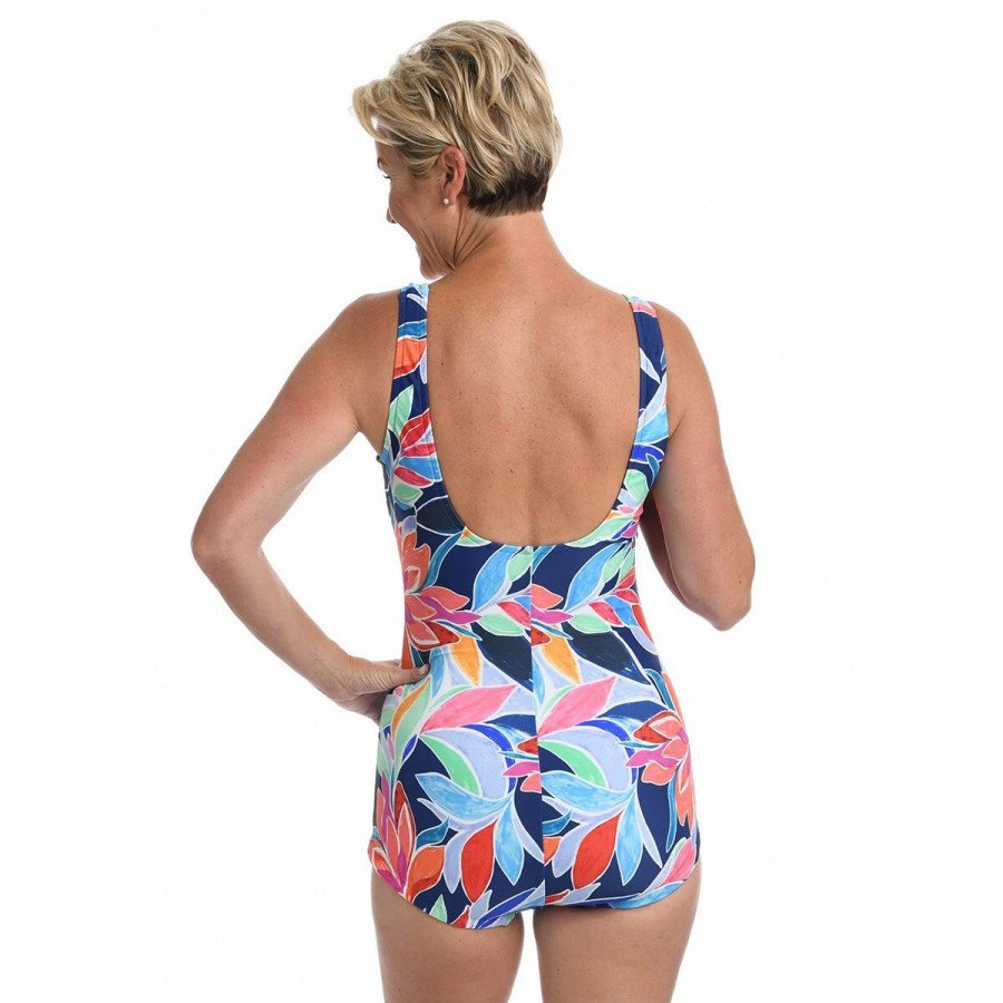 Swimsuits * | Swimsuits Womens Maxine Jungle Vines Shirred Front One Piece.Swimsuit