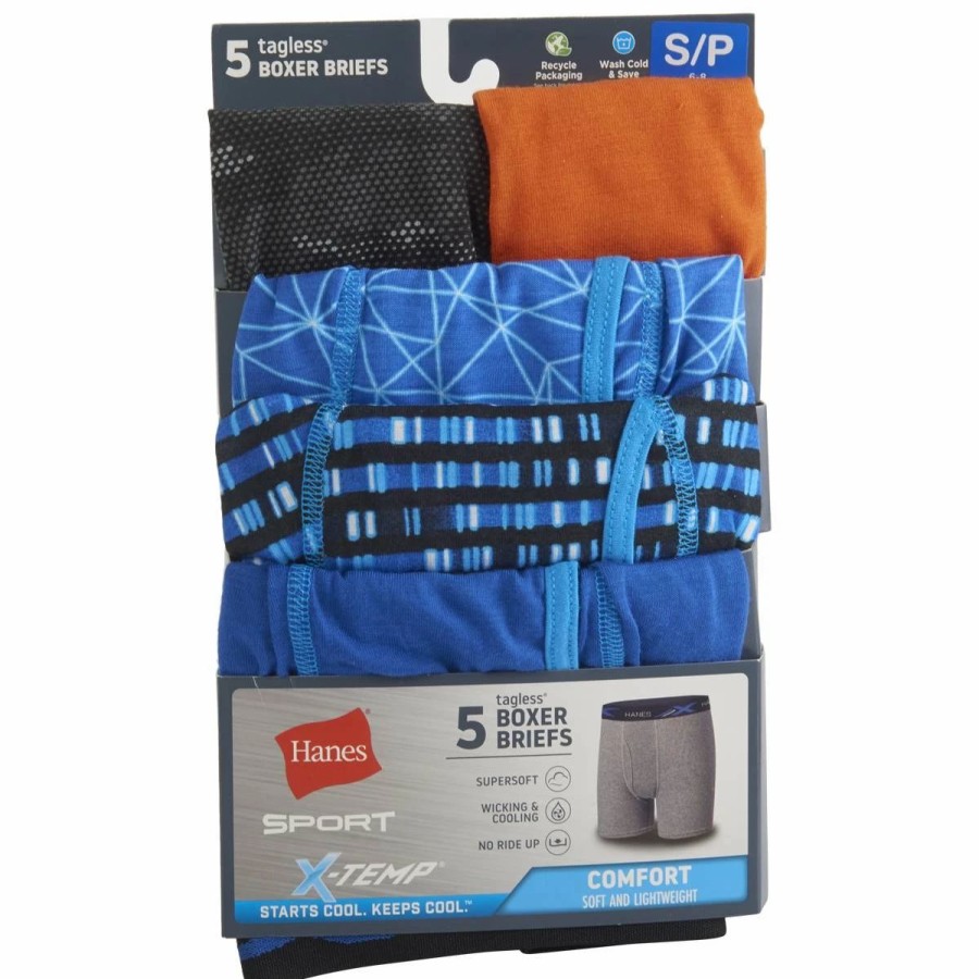 Underwear * | Underwear Boys (8-20) Hanes Ultimate X-Temp 5Pk. Boxer Briefs