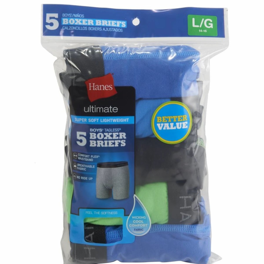 Underwear * | Underwear Boys (8-20) Hanes Ultimate 5Pk. Boxer Briefs