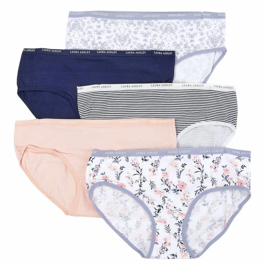 Underwear * | Underwear Womens Laura Ashley 5Pk. Bikini Panties-Ls9540-5Pkbn