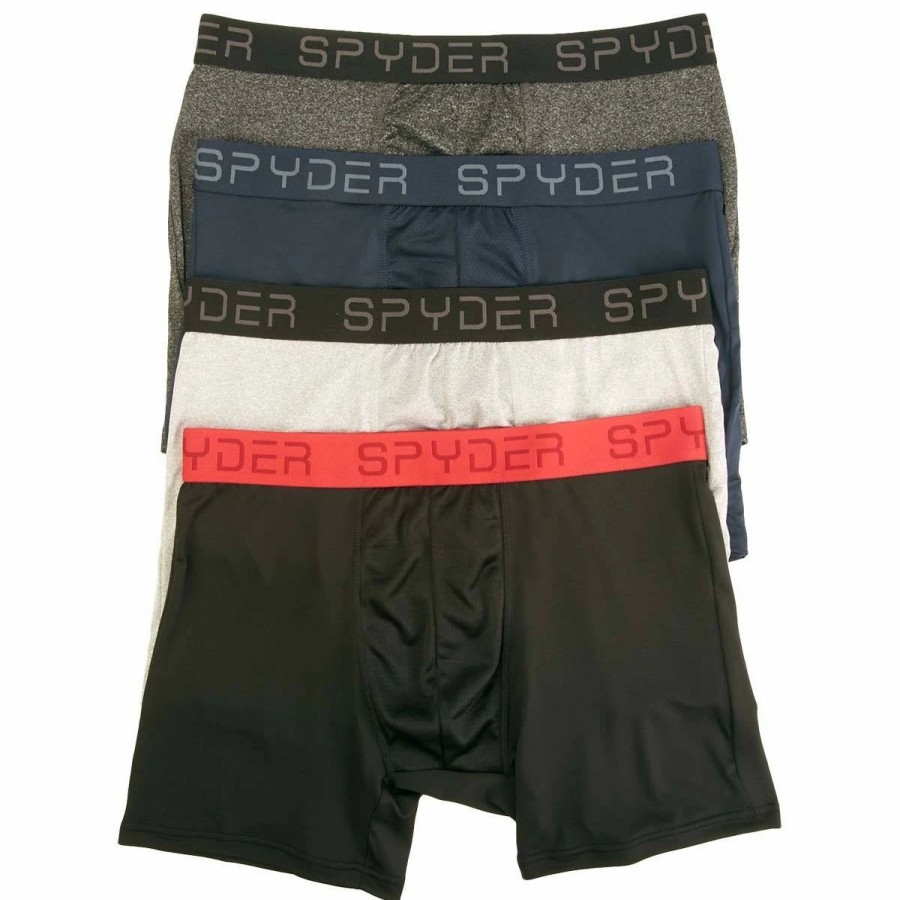 Underwear * | Underwear Mens Spyder 4Pk. Performance Boxer Briefs