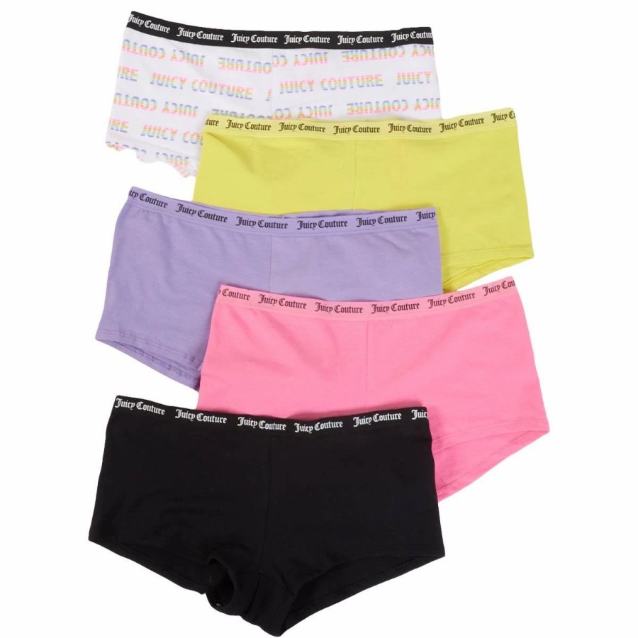 Underwear * | Underwear Juniors Juicy Couture 5Pk. Cotton Spandex Boyshorts Jc7530-5Pkdg