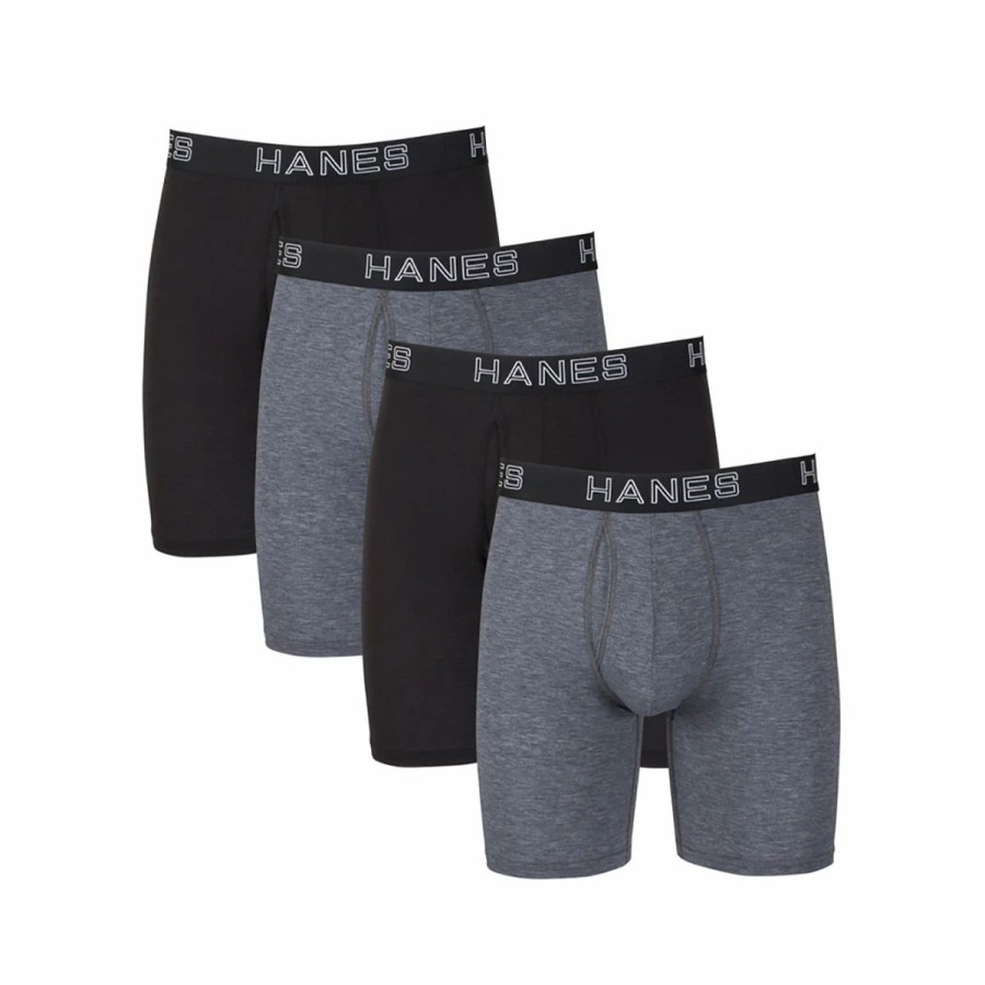 Underwear * | Underwear Mens Hanes 4Pk. Long Leg Pouch Boxer Briefs