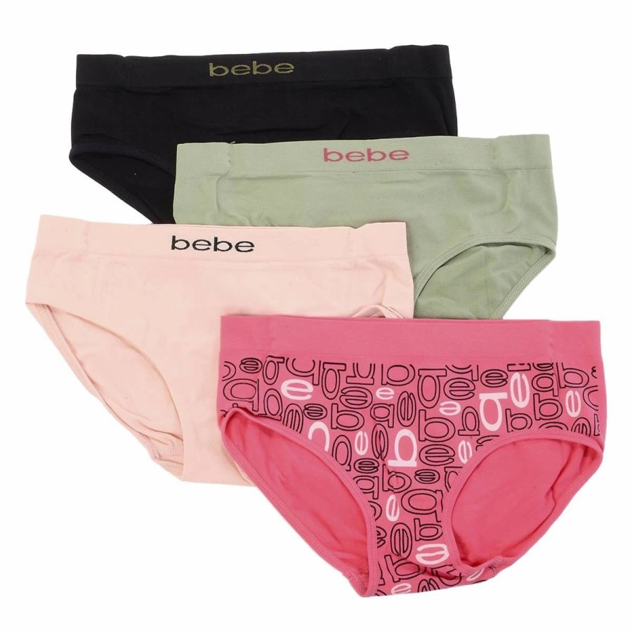 Underwear * | Girls (7-16) Bebe 4Pk. Logo Hipster Underwear