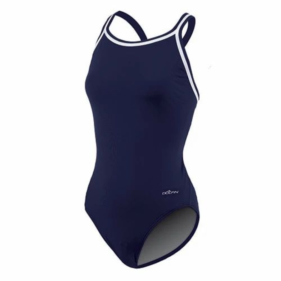 Swimsuits * | Swimsuits Womens Dolfin Team Solid Dbx Back One Piece Swimsuit Navy